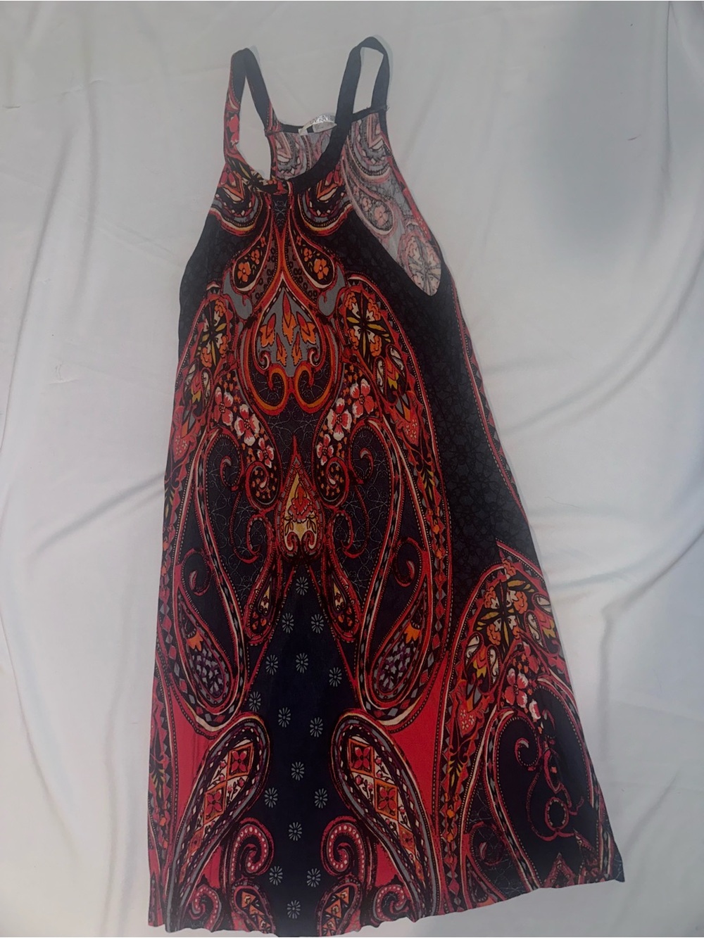 Lascana Paisley Racerback Mini Dress in Red & Black